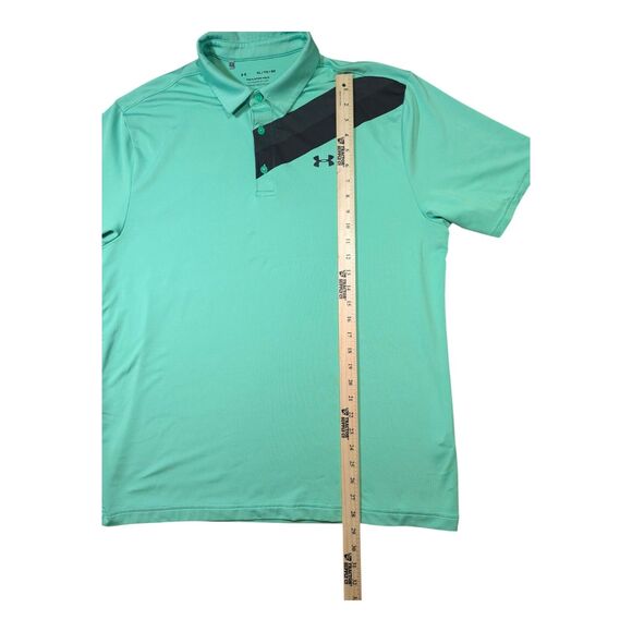 Under Armour The Playoff Polo Men's X-Large XL Green Striped Golf Polo Loose - Picture 7 of 8